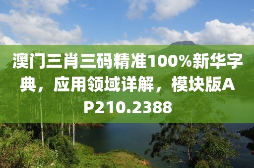 澳门三肖三码精准100%新华字典，应用领域详解，模块版AP210.2388