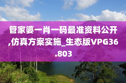 管家婆一肖一码最准资料公开,仿真方案实施_生态版VPG36.803
