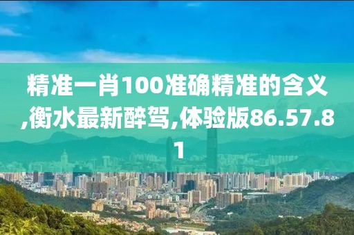 精准一肖100准确精准的含义,衡水最新醉驾,体验版86.57.81