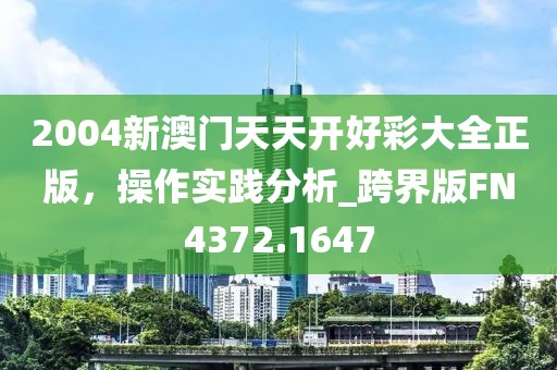 2004新澳门天天开好彩大全正版，操作实践分析_跨界版FN4372.1647