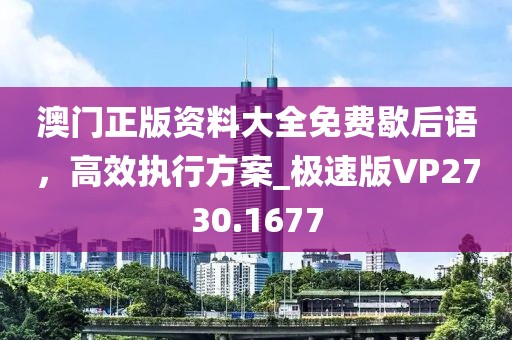 澳门正版资料大全免费歇后语，高效执行方案_极速版VP2730.1677