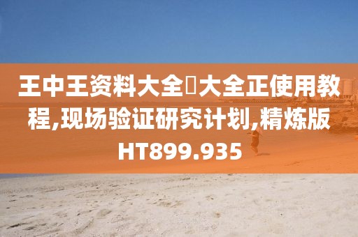 王中王资料大全枓大全正使用教程,现场验证研究计划,精炼版HT899.935